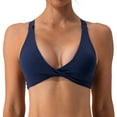 thumbnail image 1 of Cathalem Longline Sports Bra Crossback Mid Impact Sports Bra,Navy S, 1 of 5