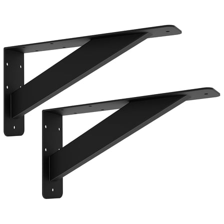VANROUG 2Pcs Heavy Duty 12 Inch Shelf Brackets - Steel Mantel & Countertop Support Brackets for Tops & Cabinetry