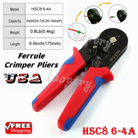 Ratchet Ferrule Crimper Pliers Crimping Tool Cable Electrical Wire Terminals Kit
