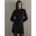 thumbnail image 4 of Women Turtle Neck Long Sleeve Bodycon Fall Winter Mini Slim Knit Sweater Dress Black L, 4 of 7
