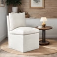 thumbnail image 4 of Duhome Modern Upholstered Dining Chair with Casters Slipcovered Armless Chair Cream White, 4 of 8