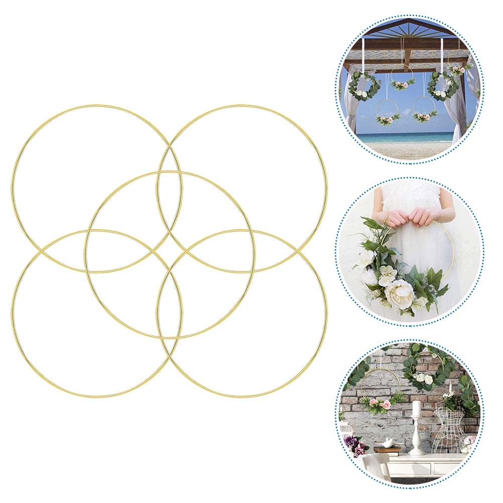 YOSADIER 5Pcs Durable Golden Metal Hoops for DIY Dream Catcher Wall Hanging and Craft Decor