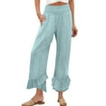 thumbnail image 2 of BLOCLOALO Baggy Pants Linen Pants Summer Women's Linen Pants Fashionable Double Layer High Waisted Wide Leg Pants Loose Pants Lounge Pants Pants with Pockets Sky Blue M, 2 of 7