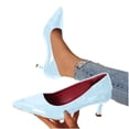 thumbnail image 5 of Gpaecead Women's Pointed Toe Kitten Heel Pumps Patent Leather Elegant Cushioned Dress Heels For Office Wedding Party Formal Events Light Blue, 5 of 5
