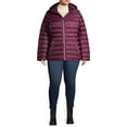Time and Tru Women's Plus Size Packable Puffer Jacket with Hood