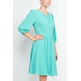 thumbnail image 3 of London Times Pleated Scoop Neck Elbow Sleeve Solid Fit & Flare Crepe Dress-NAVY / 6, 3 of 24