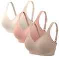 thumbnail image 2 of IQOGKRN 3PCS Bra for Women No Underwire Comfort Seamless Bras Push Up Wireless Bras Full Coverage Bralettes with Adjustable Straps Multicolor #1 L, 2 of 3