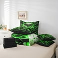 thumbnail image 4 of Erosebridal Gothic Skull Bed in a Bag Twin size, Neon Lightning Bedding Twin Size, Black Green Reversible Comforter Sets with Sheets, Ultra Soft Room Decor, 7 Pieces, 4 of 6
