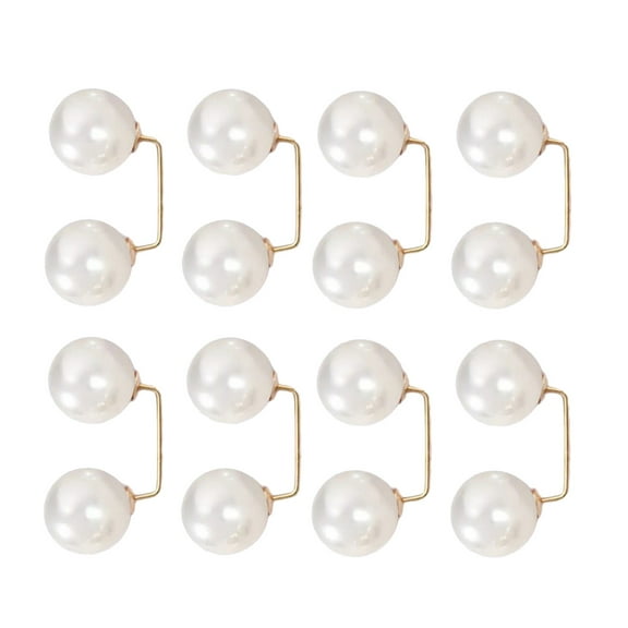 8Pcs Clothing Safety Pin Artificial Pearls Cardigan Collar Clip Jeans Waist Tighteners Pin for Trousers Shirt Dress