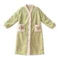 thumbnail image 3 of Plush Robe for Women Long Length Fleece Cozy Button Up Bathrobes Color Light Green Size XXL, 3 of 4