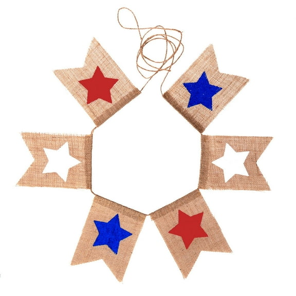 WHAMVOX 2.3M Fourth of July Decorations Burlap Banner Wall Decor Wall Sign Wall Hanging Banner