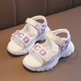 thumbnail image 6 of kpoplk Girls Open Toe Princess Flat Sandals Flower Dress Shoes Little Kid Summer Flats(Purple,13.5), 6 of 8