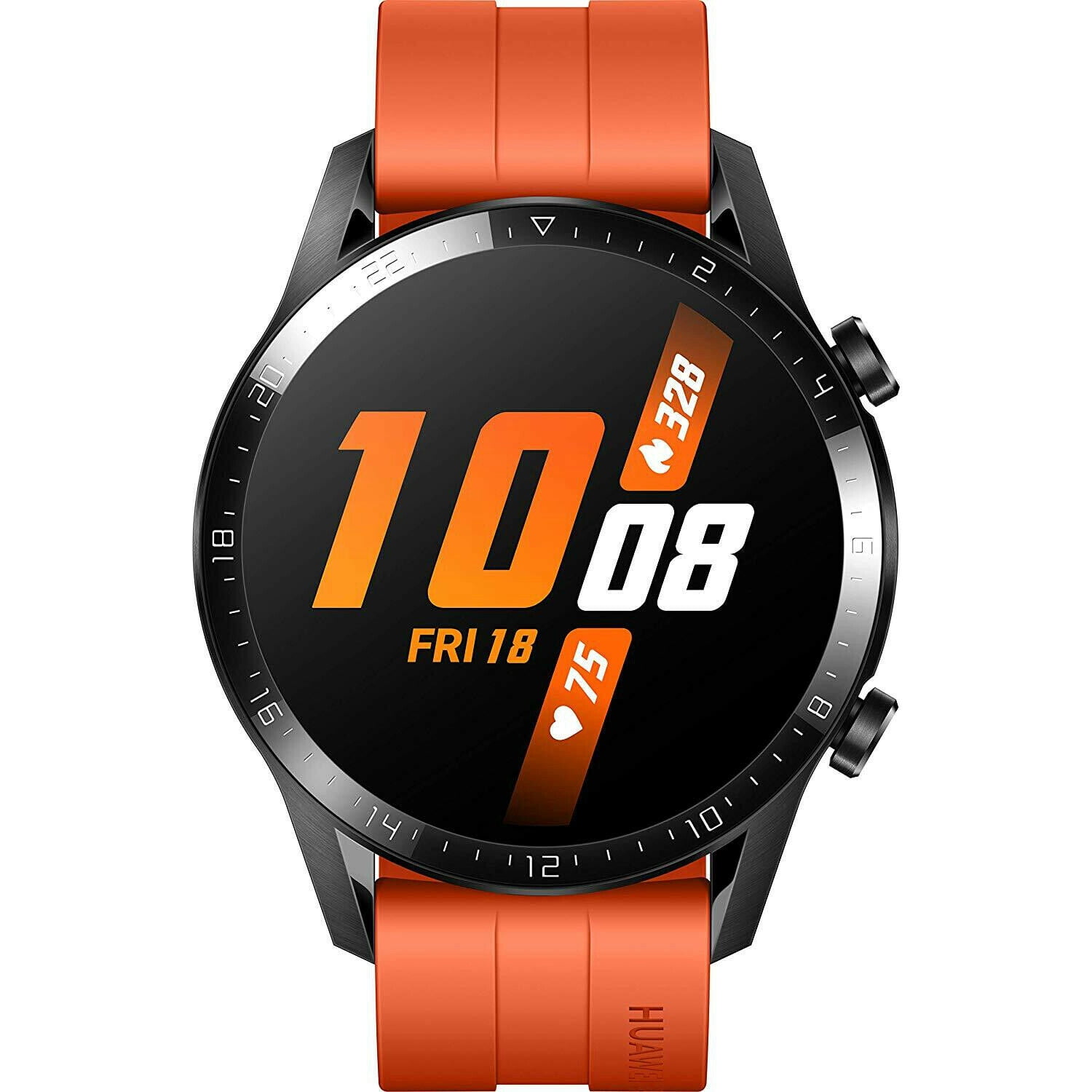 Huawei Watch GT2 46mm Sunset Orange Color with Orange Fluoroelastomer Strap Walmart