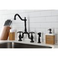 thumbnail image 3 of Kingston Brass KS7755TXBS French Country Two-Handle 3-Hole Deck Mount Bridge Kitchen Faucet with Brass Side Sprayer in Oil Rubbed Bronze, 3 of 8