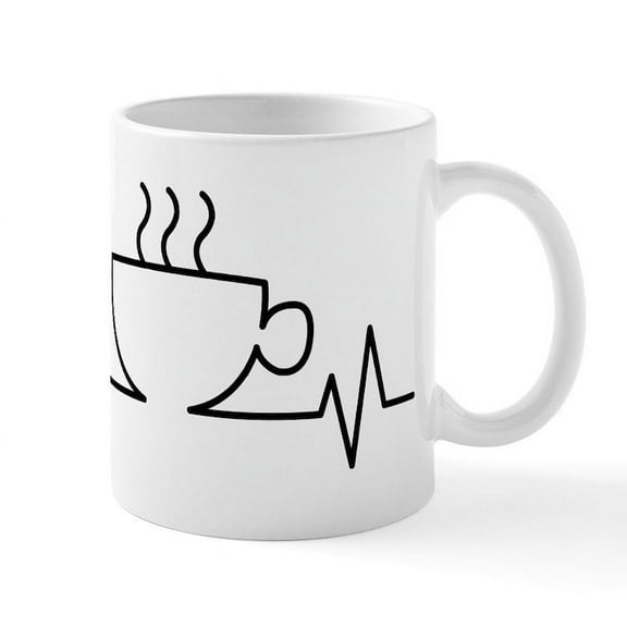 CafePress - Coffee Heartbeat - 11 oz Ceramic Mug - Novelty Coffee Tea Cup