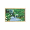 thumbnail image 1 of Nature Wall Art with Frame, Waterfall Flowing down the Rocks Foliage Cascade in Forest Valley Image, Printed Fabric Poster for Bathroom Living Room, 35" x 23", Fern Green Pale Blue, by Ambesonne, 1 of 2