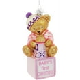 thumbnail image 2 of Kurt Adler Noble Gems Boy and Girl Teddy Bear on Blocks Baby's First Christmas Glass Ornament, Assorted (Pack of 2), 2 of 5