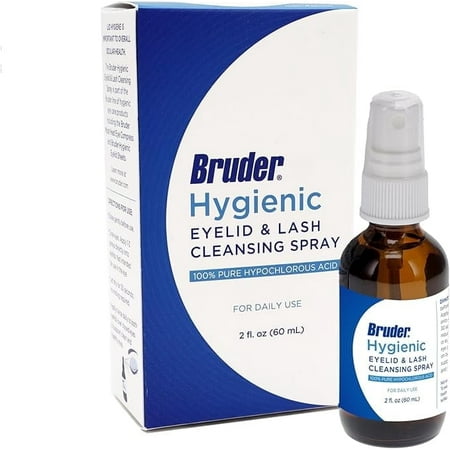 Bruder Hygienic Eyelid Solution Spray - Non-Irritating Pure Hypochlorous in saline, Calm, Skincare, Daily Use Eyelid and Lash Cleanser, Eye Cleansing Spray (60mL)