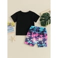 thumbnail image 6 of Suealasg Baby Boys 2 Piece Summer Beach Clothes Set Short Sleeve Leaf Print Patchwork Tops + Shorts Set  6M 1T 2T 3T Toddler Boys Casual Vacation Outfits, 6 of 9