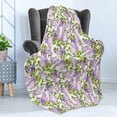 thumbnail image 4 of Botanical Soft Flannel Fleece Throw Blanket, Lilac Flowers Field Cherry Blossom Style Shabby Spring Revival Design, Cozy Plush for Indoor and Outdoor Use, 60" x 80", Lavender Lime Green, by Ambesonne, 4 of 5