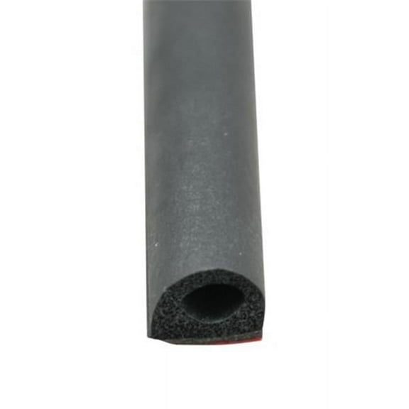 0.5 x 0.375 in. Rubber D Seal with Tape - Black