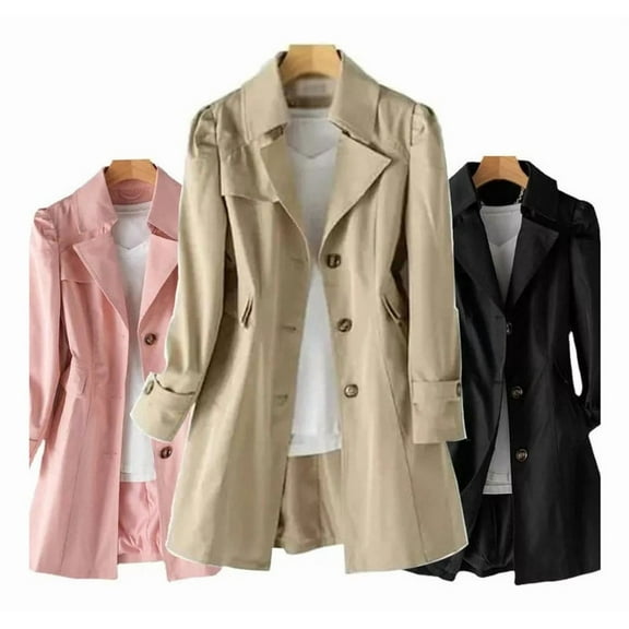 Applies to Women's Blazer Trench Coat Slim Fit Long Coat