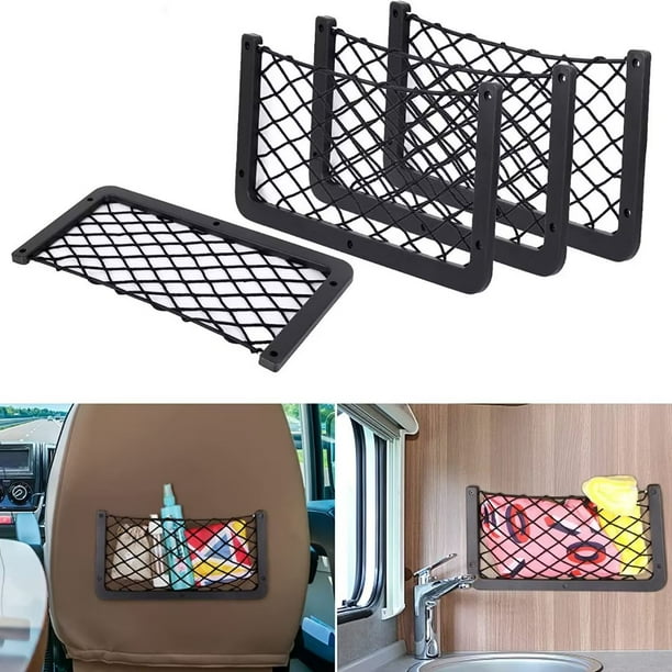Red de almacenamiento de coche de 4 Uds., organizadores de almacenamiento de maletero de 150*85mm, bolsa organizadora de bolsillo de coche multifuncional para utensilios, caravanas, barcos, hogar
