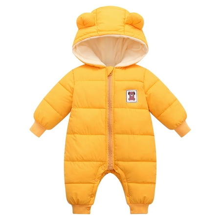 

SYNPOS Baby Girl Boy Hooded Snowsuit Down Jumpsuit Warm Onesie Coat 12-18 Months