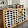 thumbnail image 6 of Sunflowers Tier Curtains 36 Inch Length, Spring Summer Bees Floral Black Plaid Cafe Short Curtains for Bathroom Over Sink, Small Kitchen Curtain Light Filtering Tiered Drapes 2 Panels 27.5"Wx36"L, 6 of 8