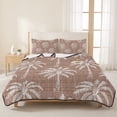 thumbnail image 3 of Quilts King Size Bedding Set, Brown Palm Tree Lightweight Quilted Comforter, Summer Botanical Tropical Tree Soft Reversible Bedspread Coverlet with Pillow Covers for All Season, 96" x 106", 3 of 9