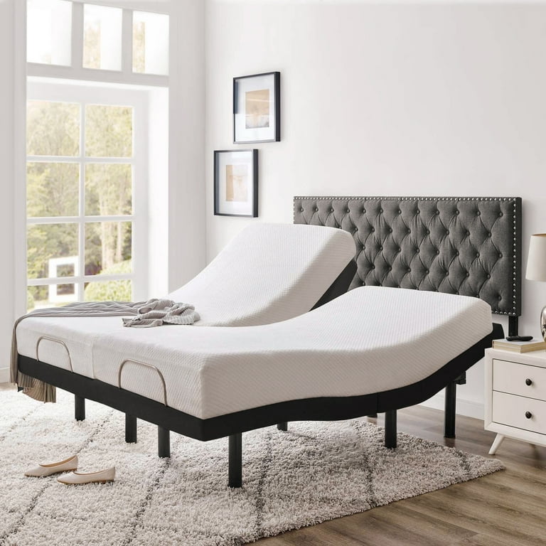 Cottinch Electric Adjustable Bed Base Frame Split King with Massage Remote Control Walmart
