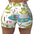 thumbnail image 2 of Fotbe Cartoon Frogs Shorts Sin Costuras – Shorts Deportivos de Cintura Alta para Mujer, Elásticos para Gimnasio, Yoga, Running o Ciclismo-Small, 2 of 8