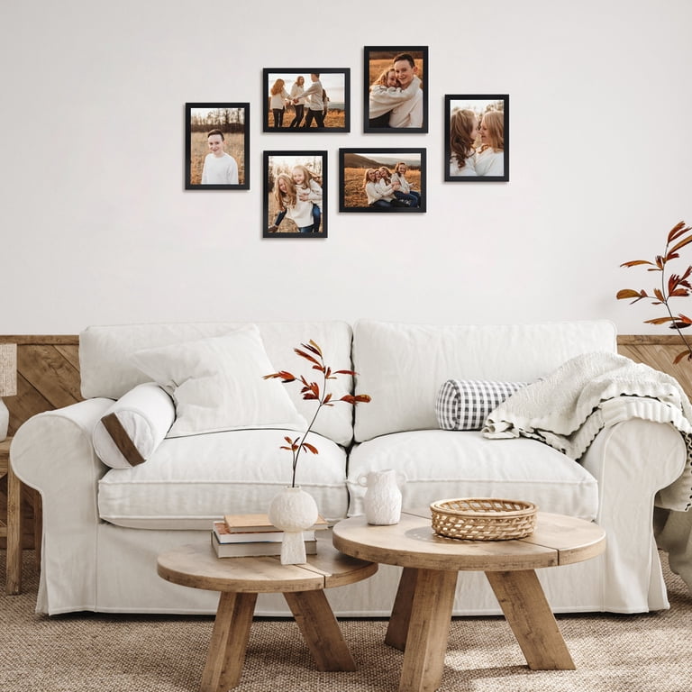 5x7 Picture Frame 3-Pack (Matted To 4x6) - Tabletop & Wall Display Frame With Plexiglass, Black Finish