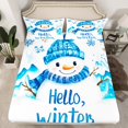 thumbnail image 2 of Manfei Hello Winter Queen Sheet Sets,Cartoon Xmas Snowman Flat Sheet,White Blue Queen Fitted Sheet For Girls Kids,Breathable Home Decor,4-Piece, 2 of 7