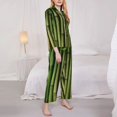 thumbnail image 3 of Pofeuu Green Bamboo Fence1 Print Womens Pajamas Set Long Sleeve Sleepwear Button Down Nightwear Soft Pj Lounge Sets Button Down Pajamas Women-Large, 3 of 7