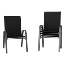 Patio Chairs Set of 4, Stackable Outdoor Dining Chairs for All Weather, Outdoor Furniture with Breathable Textilene Fabric, 350LBS Capacity, for Garden, Backyard, Deck (Black)