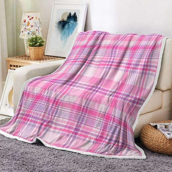 Pink Purple Plaid Blanket, Super Soft Cozy Warm Buffalo Check Throw Blanket for Couch Sofa Bed, 50" x 60"
