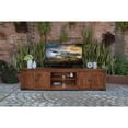 thumbnail image 4 of 93" Brown Solid Wood Cabinet Enclosed Storage Distressed TV Stand, 4 of 6