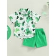 thumbnail image 3 of Jxzom St. Patrick's Day Toddler Baby Boy Outfits 12M 18M 2T 3T 4T 5T Shamrock Print Short Sleeve Lapel Shirt + Shorts Summer Clothes Set, 3 of 8