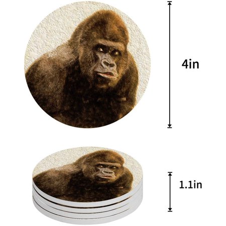 

FMSHPON Orangutan Set of 8 Round Coaster for Drinks Absorbent Ceramic Stone Coasters Cup Mat with Cork Base for Home Kitchen Room Coffee Table Bar Decor