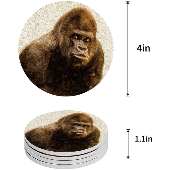 FMSHPON Orangutan Set of 8 Round Coaster for Drinks, Absorbent Ceramic Stone Coasters Cup Mat with Cork Base for Home Kitchen Room Coffee Table Bar Decor