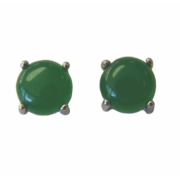 Round Jade Stud Earrings