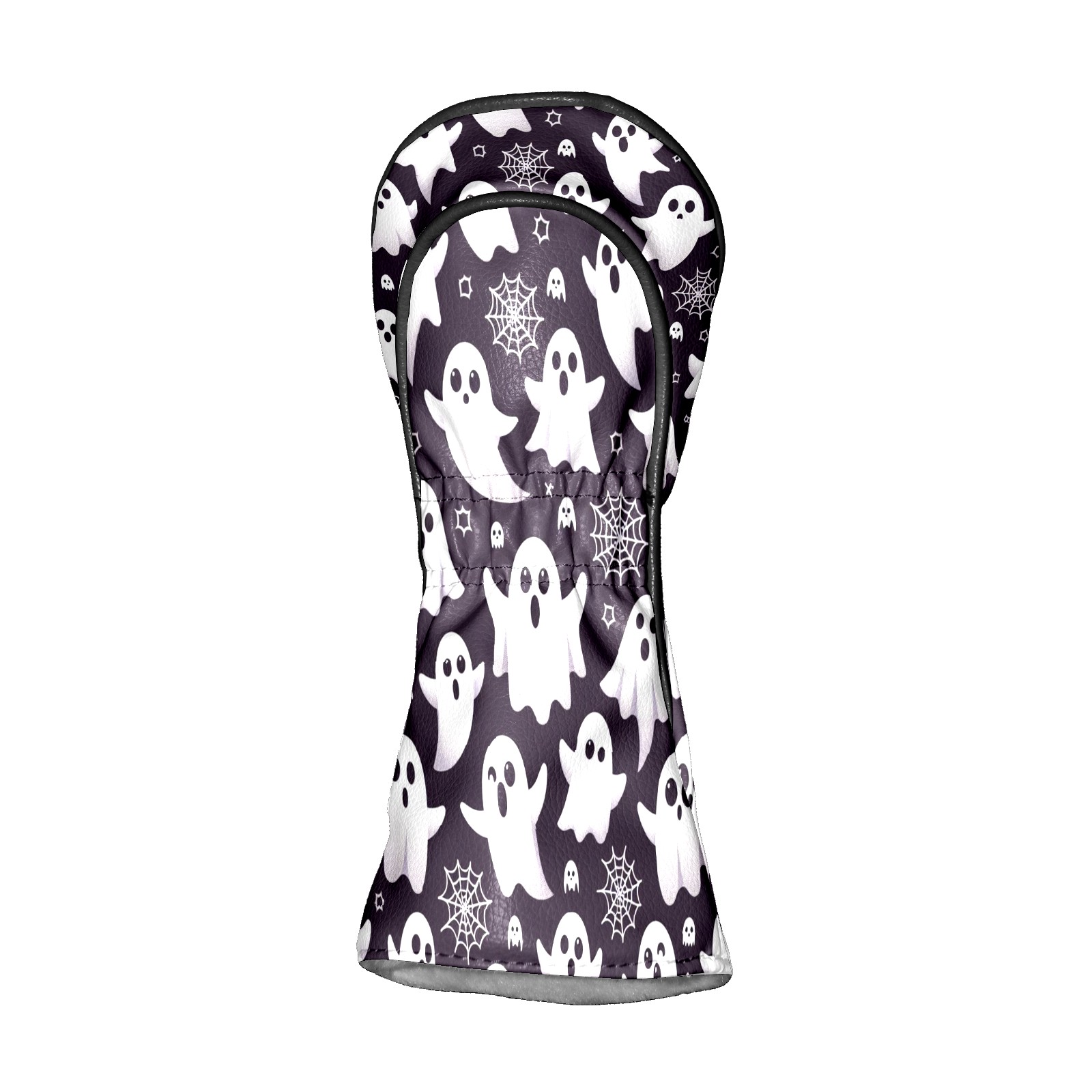 Golf Club Covers, Purple Ghost Snow Premium PU Leather Driver Hybrid Putter Head Covers with Velvet Lining, Waterproof Golf Gifts for Men Women