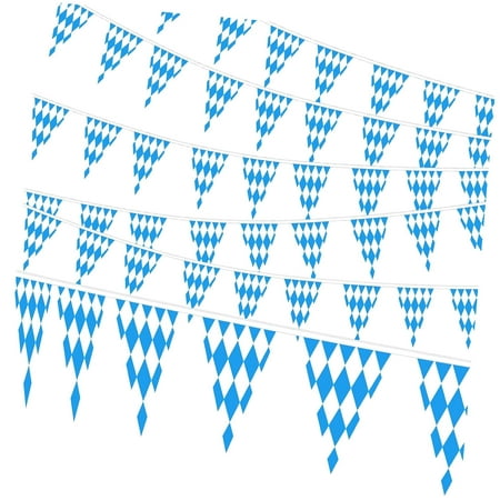 Hyjoy 197 Feet Oktoberfest Banner Flags, 6 Packs - Blue White Pennant for German Themed Party Decorations - Bavarian Festival Indoor Decor