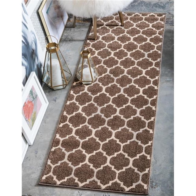 Unique Loom 3128526 2 ft. 7 in. x 8 ft. Philadelphia Trellis Runner Rug, Brown