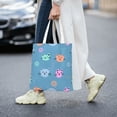 thumbnail image 2 of DouZhe Reusable Grocery Bags, Colorful Cartoon Cats Face Lightweight Polyester Canvas Cloth Tote Bag for Travle Gym Shopping School, 15" x 16", 2 of 7