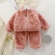 thumbnail image 2 of Gibobby Conjunto deportivo para niños Conjunto de ropa de invierno para niñas y niños, manga larga, color sólido, pantalones, 2 piezas, forro polar(Rojo,2-3 Años), 2 of 5