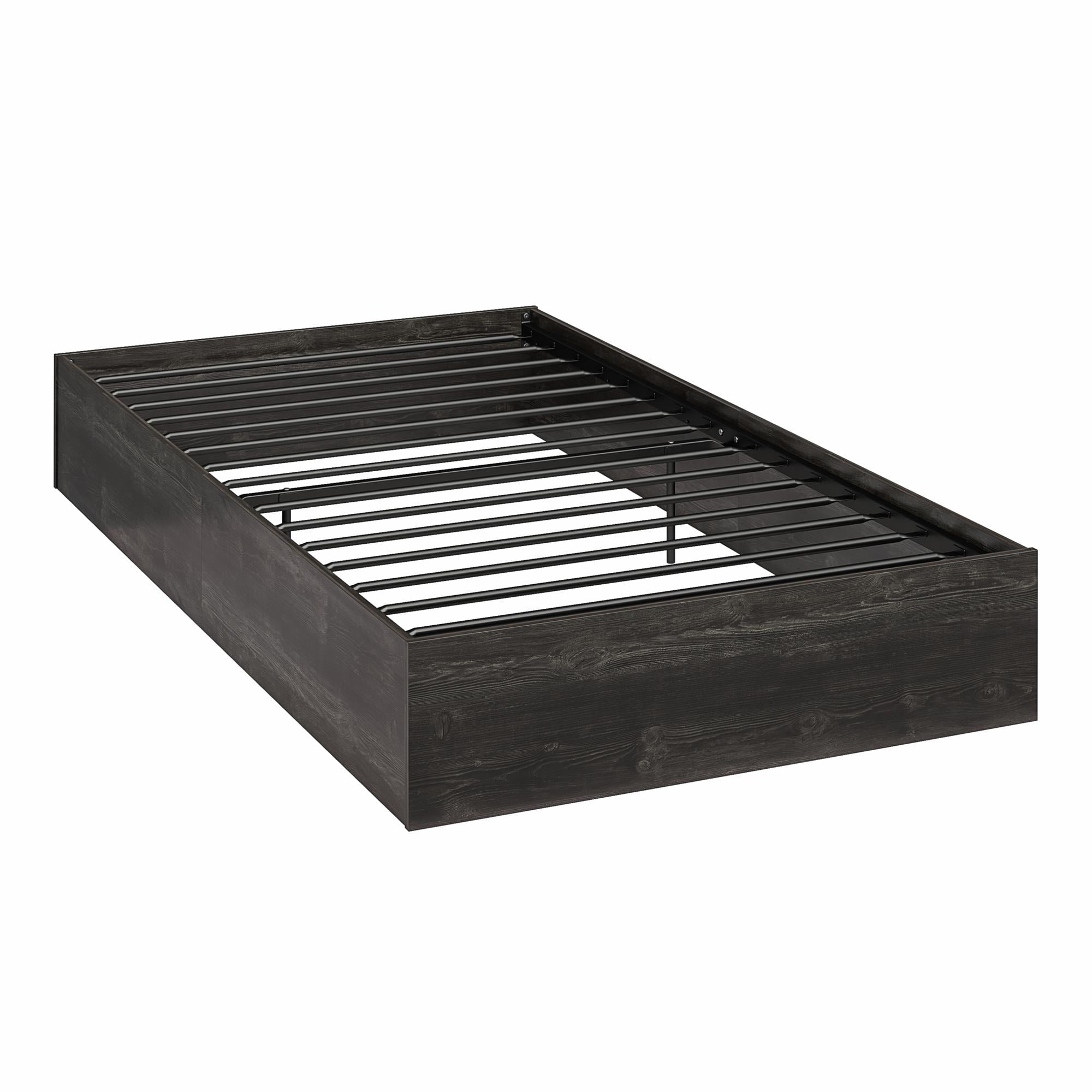 RealRooms DreamSaver Platform Bed Frame and Mattress Set, Twin, Black Oak