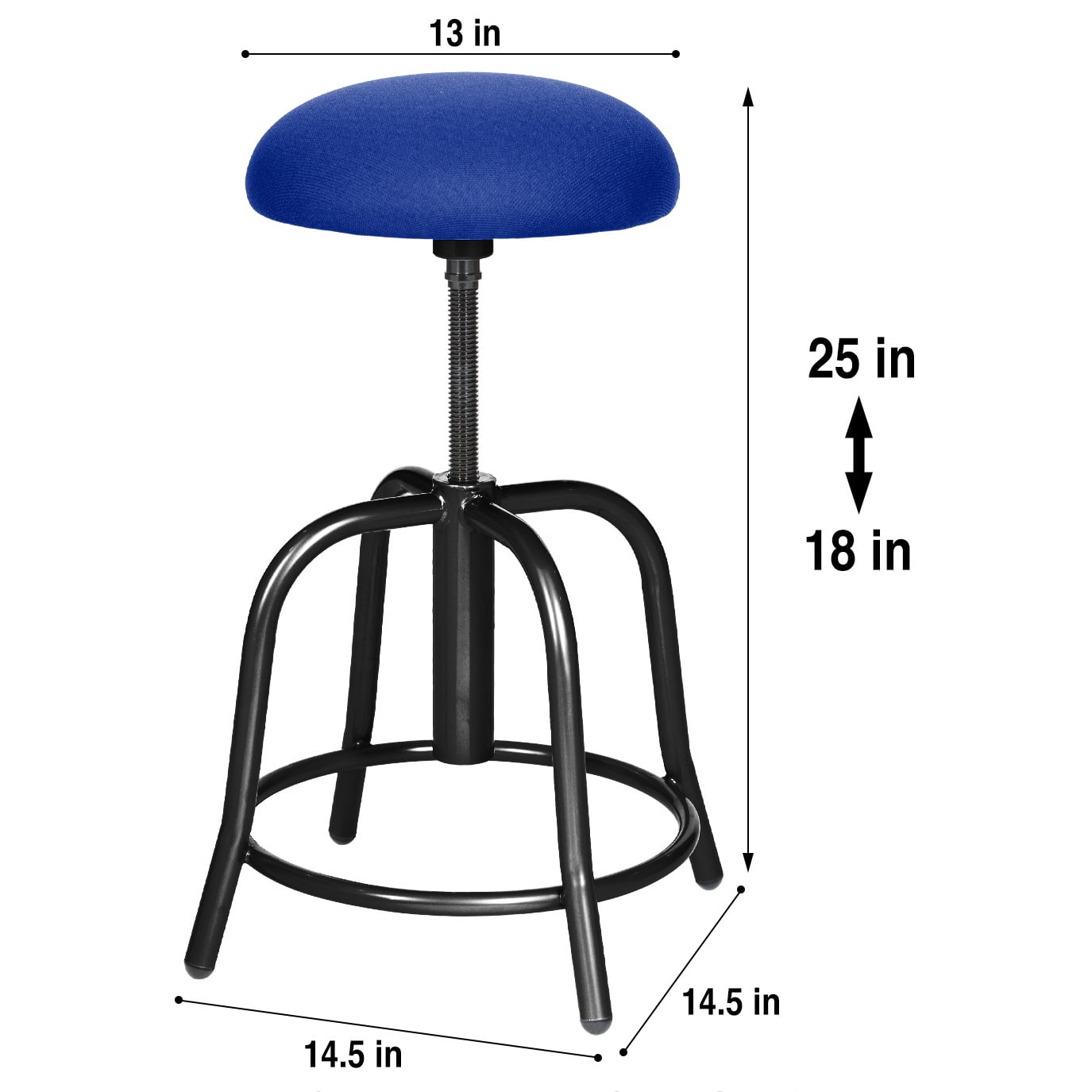 Hampden Furnishings Vince Collection Fabric Padded Swivel Art Stool, Black/Dark Blue, 19"-25"