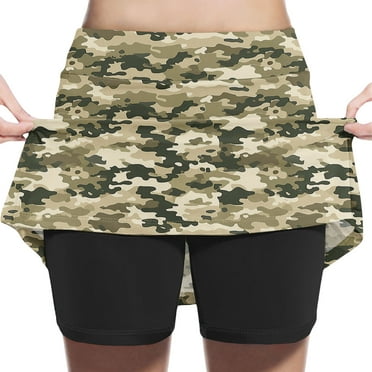 HOMADLES Girls Athletic Skort With Shorts Girls Tennis Skirt A-Line Sports Skirts, Army Green 12 T